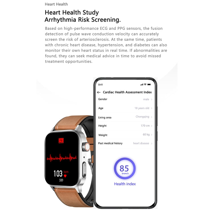 GT22 1.85 inch TFT Screen Leather Band Health Smart Watch, Support Bluetooth Call / Plateau Blood Oxygen / Body Temperature / Arrhythmia / TI Heart Rate Monitoring(Black) -  by PMC TechLife | Online Shopping South Africa | PMC TechLife