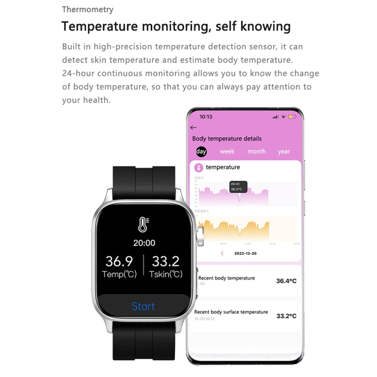 GT22 1.85 inch TFT Screen Leather Band Health Smart Watch, Support Bluetooth Call / Plateau Blood Oxygen / Body Temperature / Arrhythmia / TI Heart Rate Monitoring(Black) -  by PMC TechLife | Online Shopping South Africa | PMC TechLife