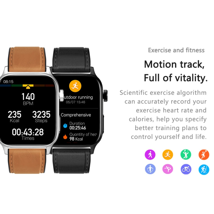 GT22 1.85 inch TFT Screen Leather Band Health Smart Watch, Support Bluetooth Call / Plateau Blood Oxygen / Body Temperature / Arrhythmia / TI Heart Rate Monitoring(Black) -  by PMC TechLife | Online Shopping South Africa | PMC TechLife