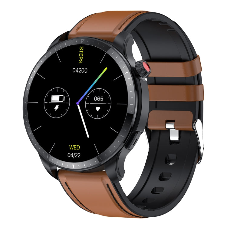 T52 1.39 inch IP67 Waterproof Leather Band Smart Watch Supports Bluetooth Call / Blood Oxygen / Body Temperature Monitoring(Brown) -  by PMC TechLife | Online Shopping South Africa | PMC TechLife