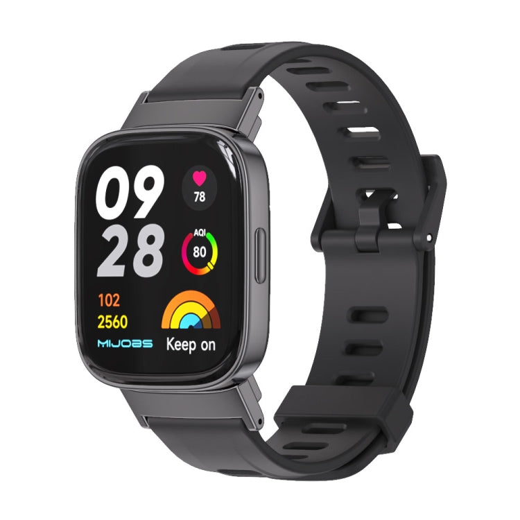 For Redmi Watch 3 Mijobs Flat Hole Breathable TPU Watch Band(Black) - Watch Bands by MIJOBS | Online Shopping South Africa | PMC TechLife | Buy Now Pay Later Mobicred