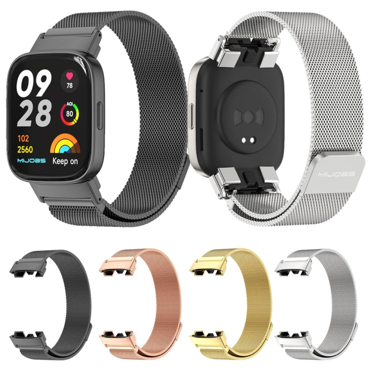 For Redmi Watch 3 Mijobs Milan Magnetic Metal Watch Band(Black) - Watch Bands by MIJOBS | Online Shopping South Africa | PMC TechLife | Buy Now Pay Later Mobicred