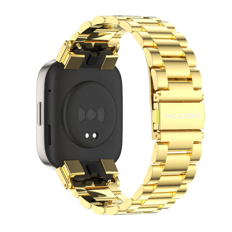 For Redmi Watch 3 Mijobs Three-Bead Metal Stainless Steel Watch Band(Gold) - Watch Bands by MIJOBS | Online Shopping South Africa | PMC TechLife | Buy Now Pay Later Mobicred