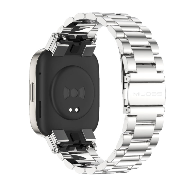 For Redmi Watch 3 Mijobs Three-Bead Metal Stainless Steel Watch Band(Silver) - Watch Bands by MIJOBS | Online Shopping South Africa | PMC TechLife | Buy Now Pay Later Mobicred