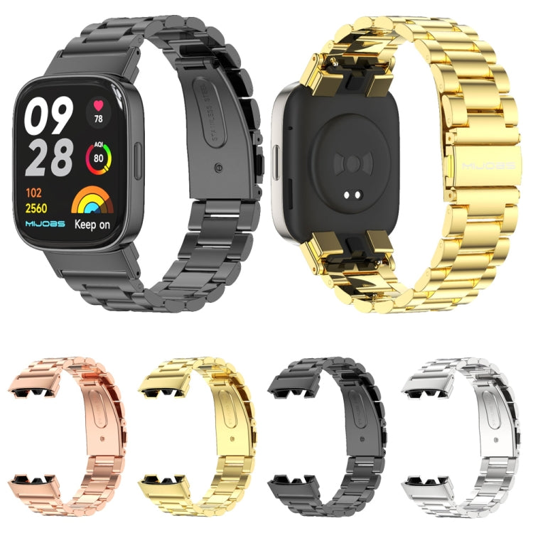 For Redmi Watch 3 Mijobs Three-Bead Metal Stainless Steel Watch Band(Gold) - Watch Bands by MIJOBS | Online Shopping South Africa | PMC TechLife | Buy Now Pay Later Mobicred