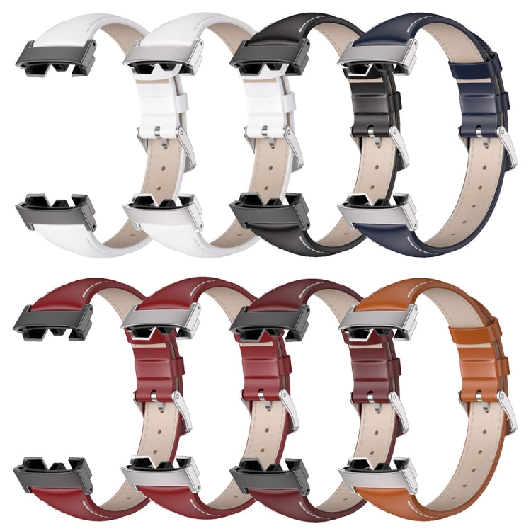 For Redmi Watch 3 Mijobs Genuine Leather Slim Watch Band(White Silver) - Watch Bands by MIJOBS | Online Shopping South Africa | PMC TechLife | Buy Now Pay Later Mobicred