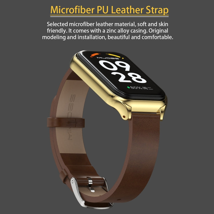 For Xiaomi Smart Band 8 Active / Redmi Band 2 Mijobs Metal Shell Microfiber PU Leather Watch Band(Red Rose Gold) - Watch Bands by MIJOBS | Online Shopping South Africa | PMC TechLife | Buy Now Pay Later Mobicred