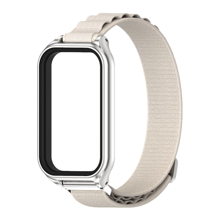 For Xiaomi Smart Band 8 Active / Redmi Band 2 Mijobs Metal Shell Nylon Breathable Watch Band(Grey Silver) - Watch Bands by MIJOBS | Online Shopping South Africa | PMC TechLife | Buy Now Pay Later Mobicred