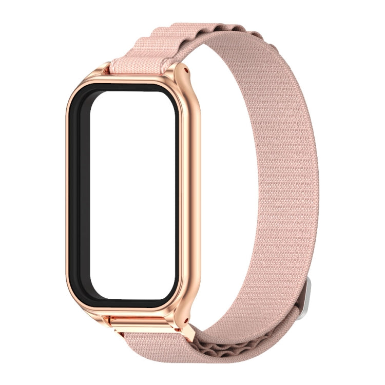 For Xiaomi Smart Band 8 Active / Redmi Band 2 Mijobs Metal Shell Nylon Breathable Watch Band(Pink Rose Gold) - free shipping - PMC TechLife - Order now!