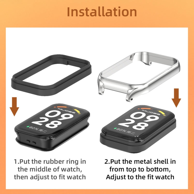 For Xiaomi Smart Band 8 Active / Redmi Band 2 Mijobs Metal Shell Nylon Breathable Watch Band(Grey Silver) - Watch Bands by MIJOBS | Online Shopping South Africa | PMC TechLife | Buy Now Pay Later Mobicred