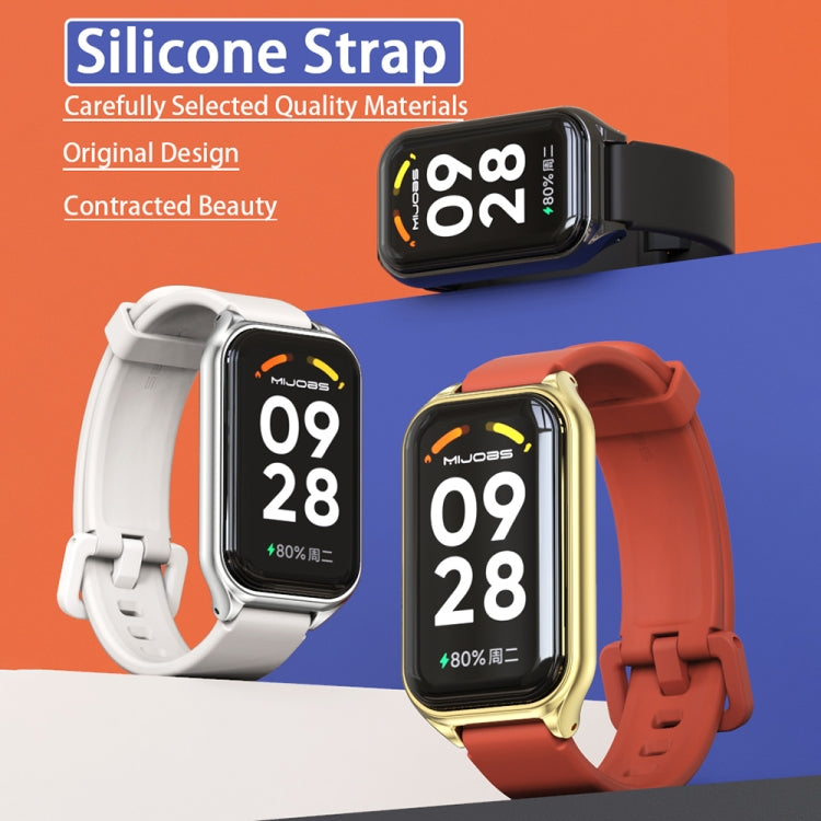 For Xiaomi Smart Band 8 Active / Redmi Band 2 Mijobs Metal Shell Silicone Watch Band(Black) - Watch Bands by MIJOBS | Online Shopping South Africa | PMC TechLife | Buy Now Pay Later Mobicred