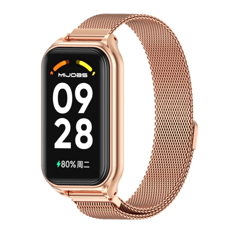 For Xiaomi Smart Band 8 Active / Redmi Band 2 Mijobs Metal Shell + Milan Magnetic Metal Watch Band(Rose Gold) - free shipping - PMC TechLife - Order now!