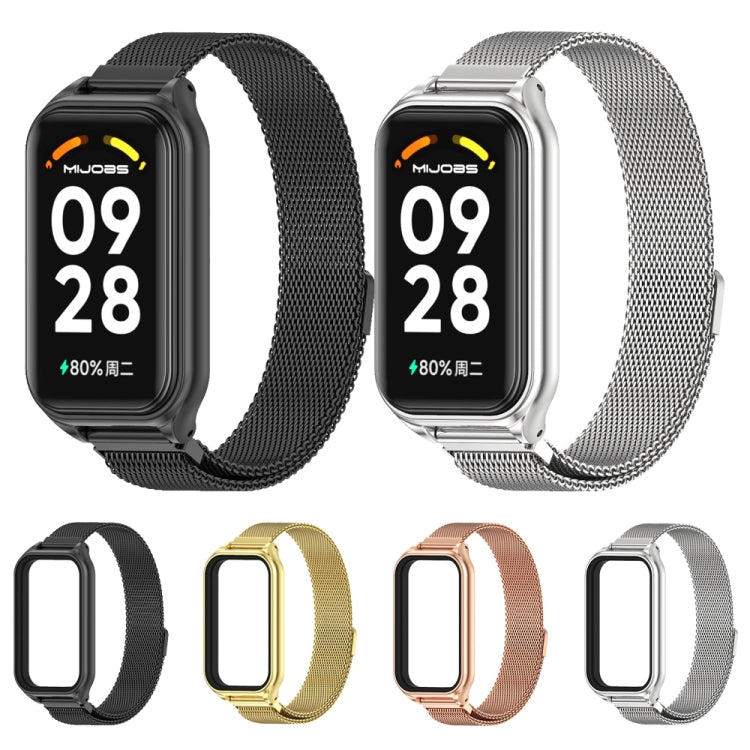 For Xiaomi Smart Band 8 Active / Redmi Band 2 Mijobs Metal Shell + Milan Magnetic Metal Watch Band(Rose Gold) - free shipping - PMC TechLife - Order now!