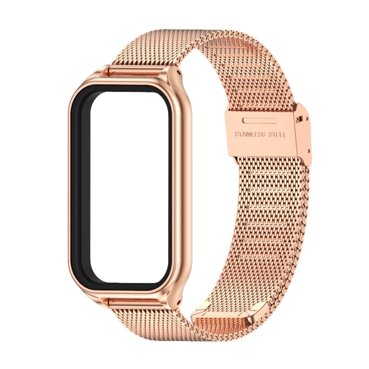 For Xiaomi Smart Band 8 Active / Redmi Band 2 Mijobs Metal Shell + Milan Buckle Metal Watch Band(Rose Gold) - Watch Bands by MIJOBS | Online Shopping South Africa | PMC TechLife | Buy Now Pay Later Mobicred