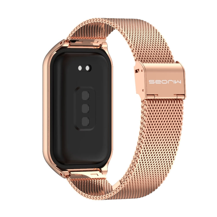 For Xiaomi Smart Band 8 Active / Redmi Band 2 Mijobs Metal Shell + Milan Buckle Metal Watch Band(Rose Gold) - Watch Bands by MIJOBS | Online Shopping South Africa | PMC TechLife | Buy Now Pay Later Mobicred