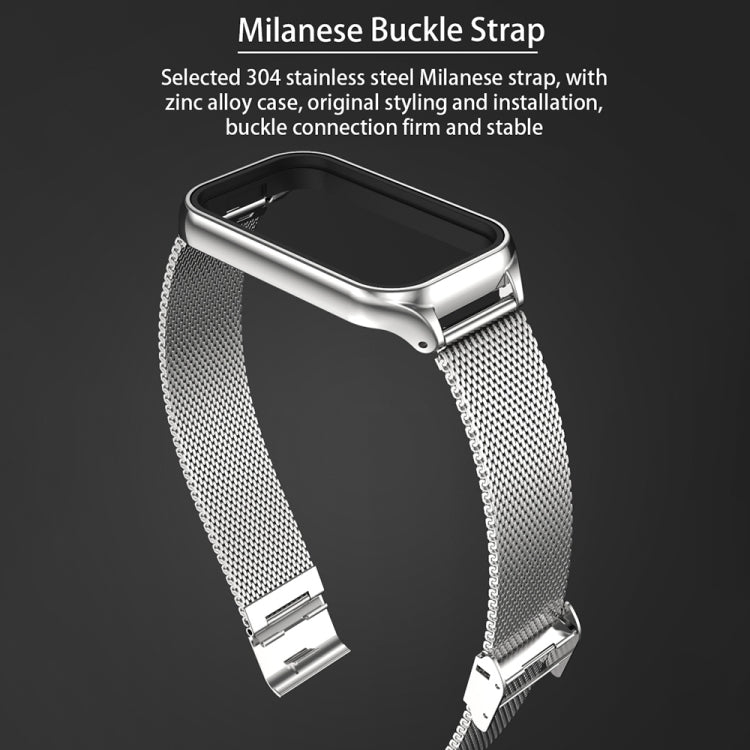 For Xiaomi Smart Band 8 Active / Redmi Band 2 Mijobs Metal Shell + Milan Buckle Metal Watch Band(Rose Gold) - Watch Bands by MIJOBS | Online Shopping South Africa | PMC TechLife | Buy Now Pay Later Mobicred