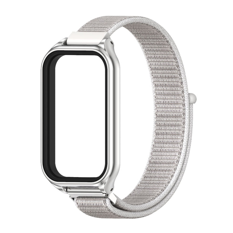 For Xiaomi Smart Band 8 Active / Redmi Band 2 Mijobs Metal Shell Breathable Nylon Loop Watch Band(Sea Shell Silver) - Watch Bands by MIJOBS | Online Shopping South Africa | PMC TechLife | Buy Now Pay Later Mobicred