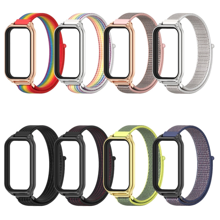 For Xiaomi Smart Band 8 Active / Redmi Band 2 Mijobs Metal Shell Breathable Nylon Loop Watch Band(Colorful Silver) - Watch Bands by MIJOBS | Online Shopping South Africa | PMC TechLife | Buy Now Pay Later Mobicred