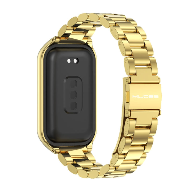 For Xiaomi Smart Band 8 Active / Redmi Band 2 Mijobs Metal Shell + Three-Bead Stainless Steel Watch Band(Gold) - free shipping - PMC TechLife - Order now!