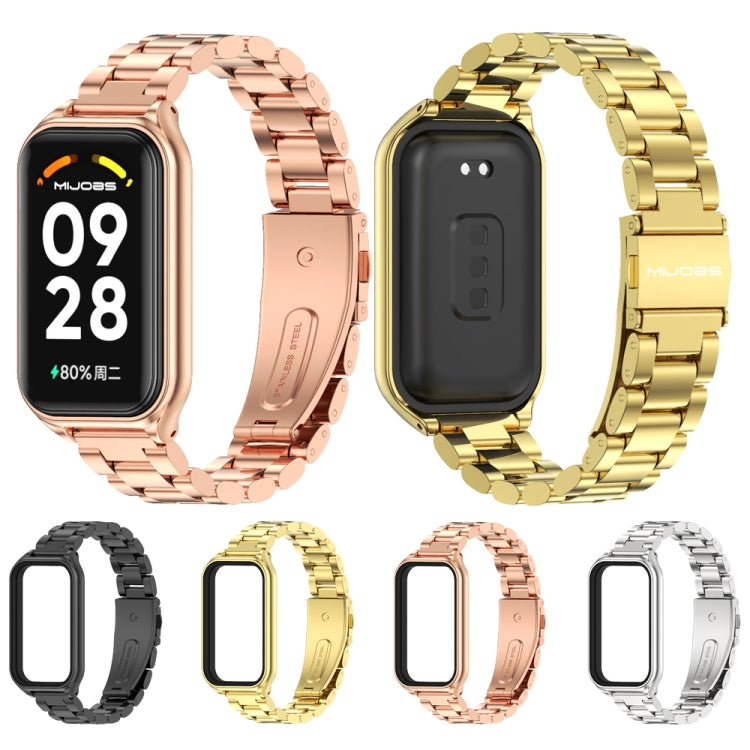 For Xiaomi Smart Band 8 Active / Redmi Band 2 Mijobs Metal Shell + Three-Bead Stainless Steel Watch Band(Rose Gold) - free shipping - PMC TechLife - Order now!