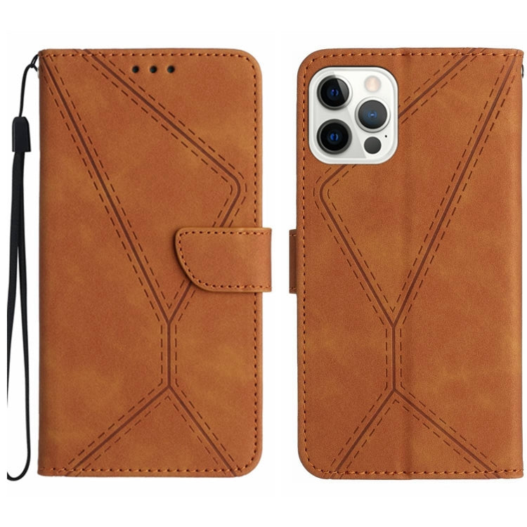 For iPhone 12 / 12 Pro Stitching Embossed Leather Phone Case(Brown) - free shipping - PMC TechLife - Order now!