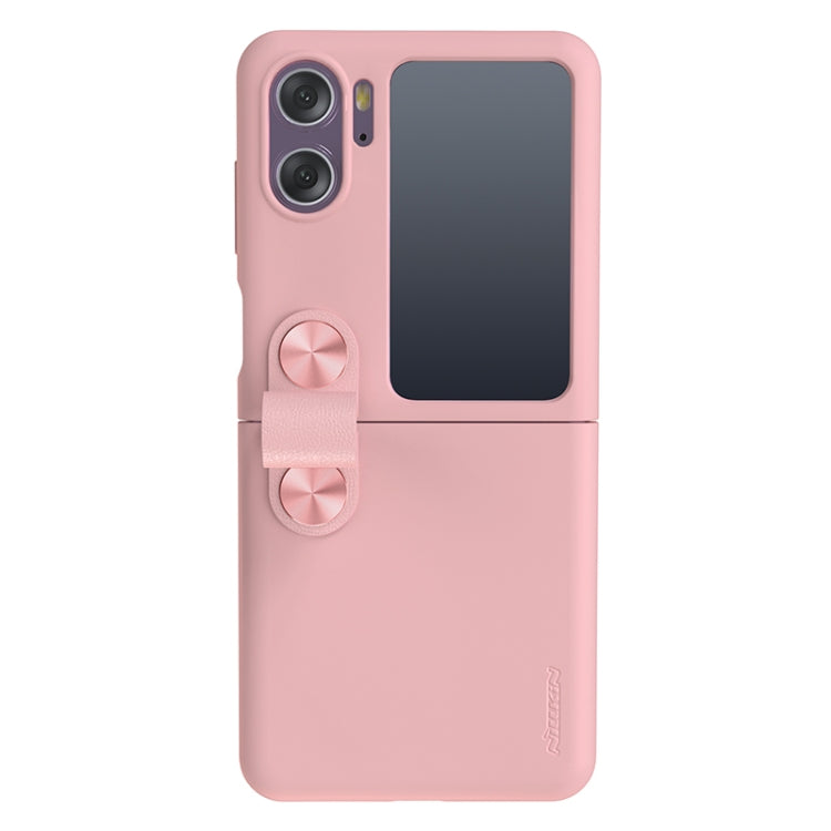 For OPPO Find N2 Flip NILLKIN Skin Feel Liquid Silicone Phone Case With Finger Strap(Pink) - free shipping - PMC TechLife - Order now!
