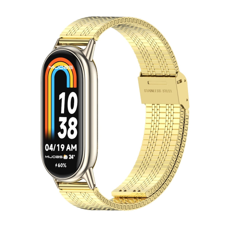 For Xiaomi Mi Band 8 / 9 / 9 NFC Mijobs Stainless Steel Metal Watch Band(Gold+Light Gold) - Watch Bands by MIJOBS | Online Shopping South Africa | PMC TechLife | Buy Now Pay Later Mobicred
