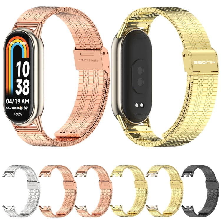 For Xiaomi Mi Band 8 / 9 / 9 NFC Mijobs Stainless Steel Metal Watch Band(Rose Gold+Light Gold) - Watch Bands by MIJOBS | Online Shopping South Africa | PMC TechLife | Buy Now Pay Later Mobicred