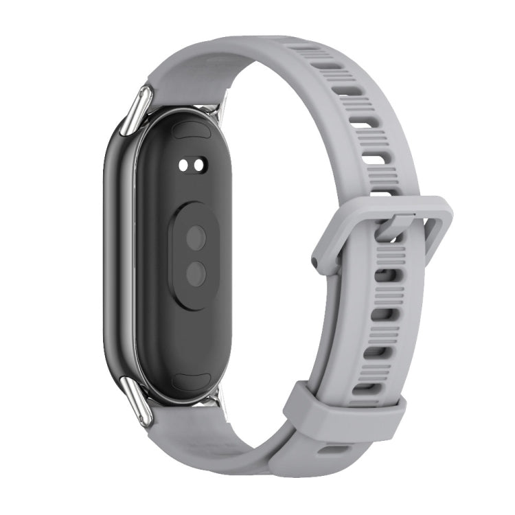 For Xiaomi Mi Band 8 / 9 / 9 NFC Mijobs Flat Hole Breathable Silicone Watch Band(Grey+Silver) - Watch Bands by MIJOBS | Online Shopping South Africa | PMC TechLife | Buy Now Pay Later Mobicred