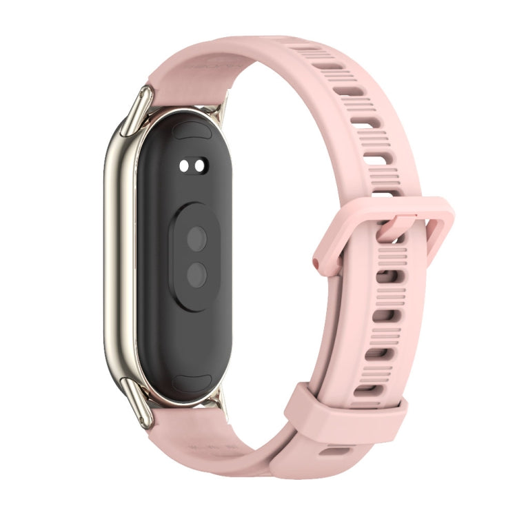 For Xiaomi Mi Band 8 / 9 / 9 NFC Mijobs Flat Hole Breathable Silicone Watch Band(Pink+Light Gold) - Watch Bands by MIJOBS | Online Shopping South Africa | PMC TechLife | Buy Now Pay Later Mobicred