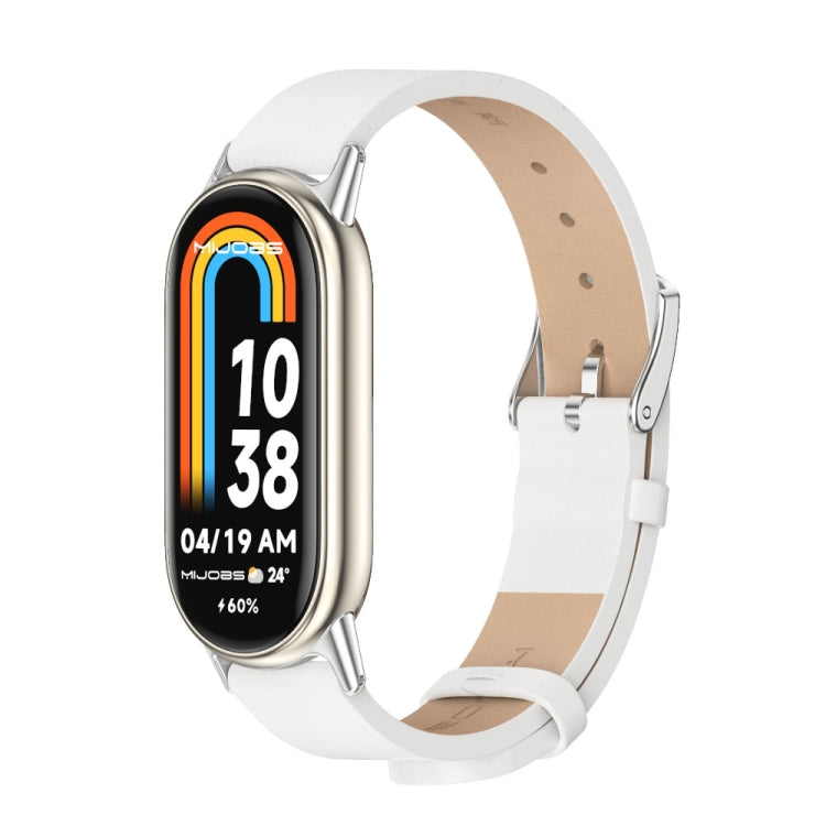 For Xiaomi Smart Band 10 / 9 / 8 Mijobs Microfiber PU Leather Watch Band(White Silver) - free shipping - PMC TechLife - Order now!