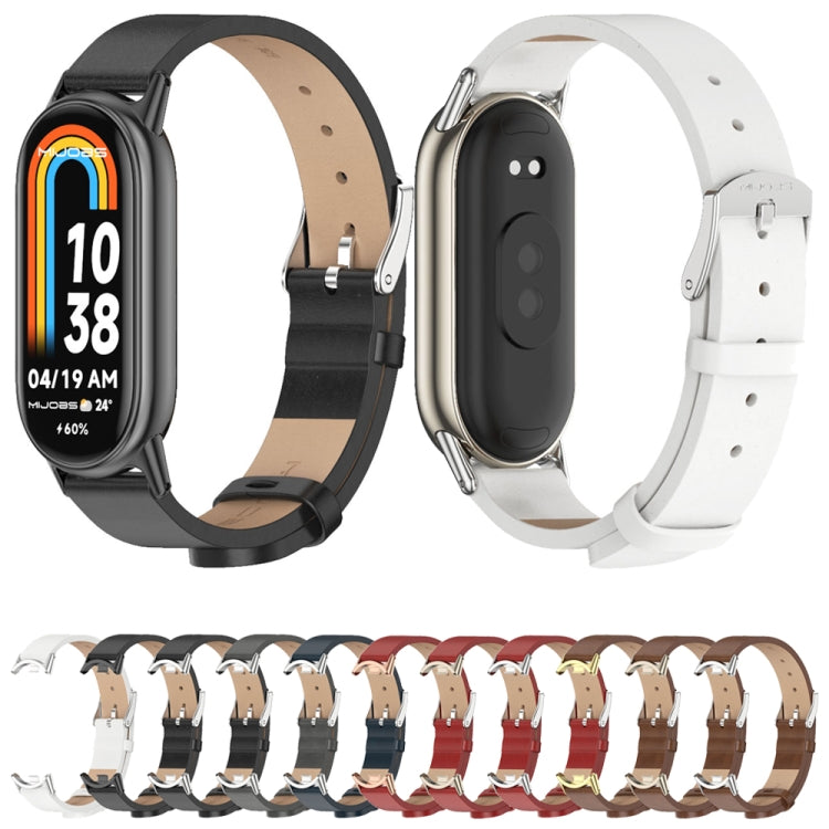 For Xiaomi Smart Band 10 / 9 / 8 Mijobs Microfiber PU Leather Watch Band(White Silver) - free shipping - PMC TechLife - Order now!