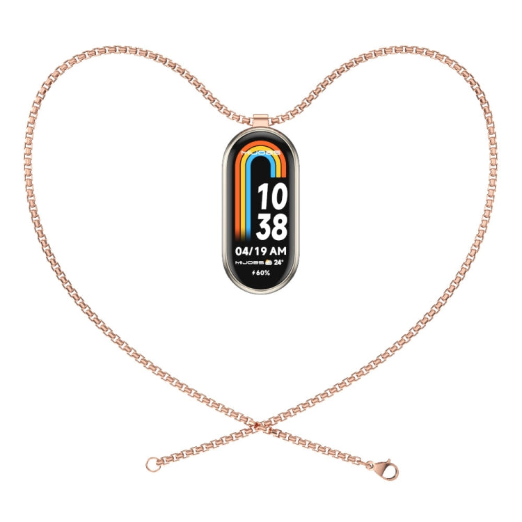 For Xiaomi Mi Band 8 / 9 / 9 NFC Mijobs Metal Pendant Stainless Steel Watch Necklace(Rose Gold) - Watch Bands by MIJOBS | Online Shopping South Africa | PMC TechLife | Buy Now Pay Later Mobicred