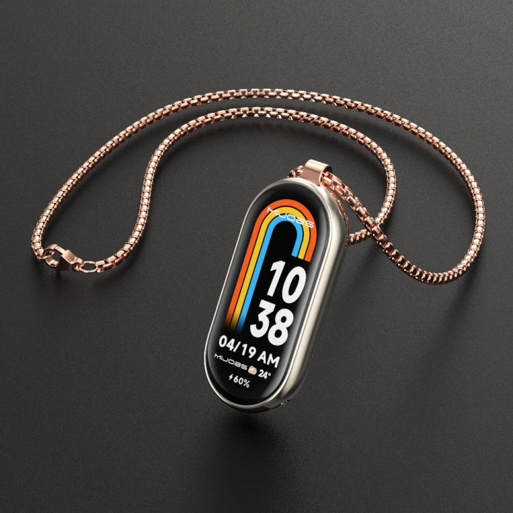 For Xiaomi Mi Band 8 / 9 / 9 NFC Mijobs Metal Pendant Stainless Steel Watch Necklace(Rose Gold) - Watch Bands by MIJOBS | Online Shopping South Africa | PMC TechLife | Buy Now Pay Later Mobicred