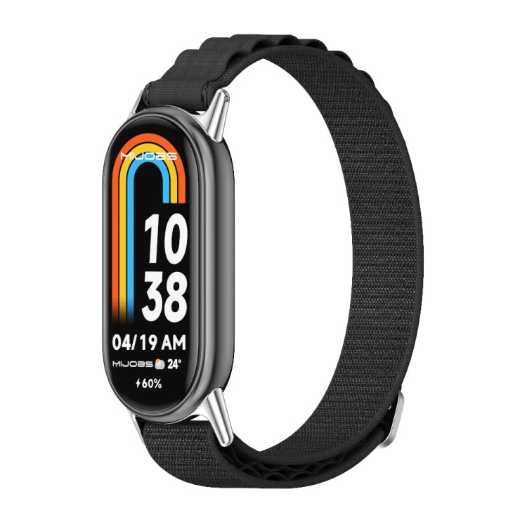 For Xiaomi Mi Band 8 / 9 / 9 NFC Mijobs Nylon Breathable Watch Band(Black Silver) - Watch Bands by MIJOBS | Online Shopping South Africa | PMC TechLife | Buy Now Pay Later Mobicred