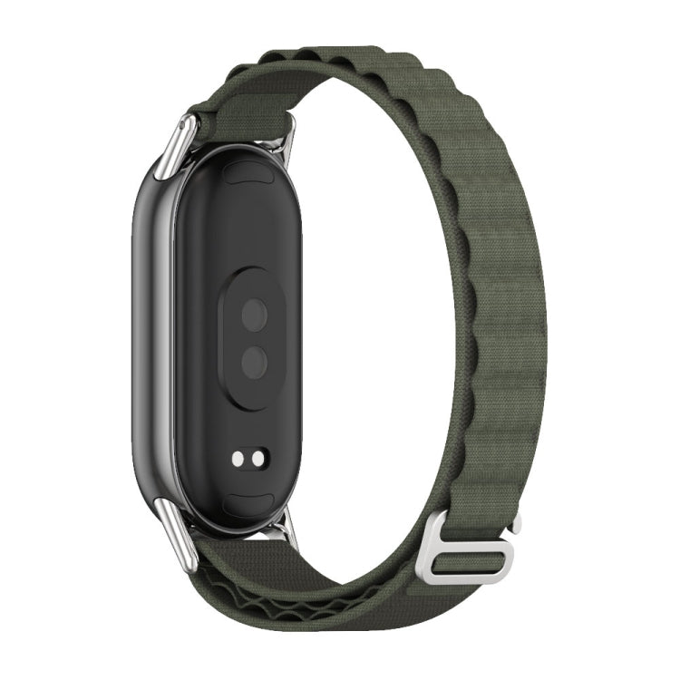 For Xiaomi Mi Band 8 / 9 / 9 NFC Mijobs Nylon Breathable Watch Band(Green Silver) - Watch Bands by MIJOBS | Online Shopping South Africa | PMC TechLife | Buy Now Pay Later Mobicred