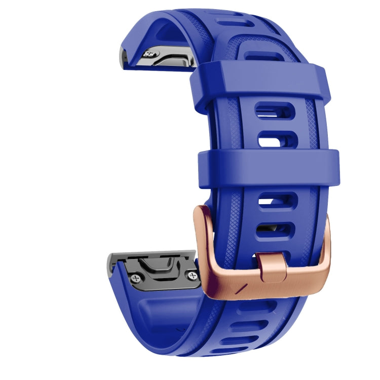 For Garmin Fenix 7S / 6S Pro / 5S Plus 20mm Rose Gold Buckle Silicone Watch Band(Blue) - Watch Bands by PMC TechLife | Online Shopping South Africa | PMC TechLife