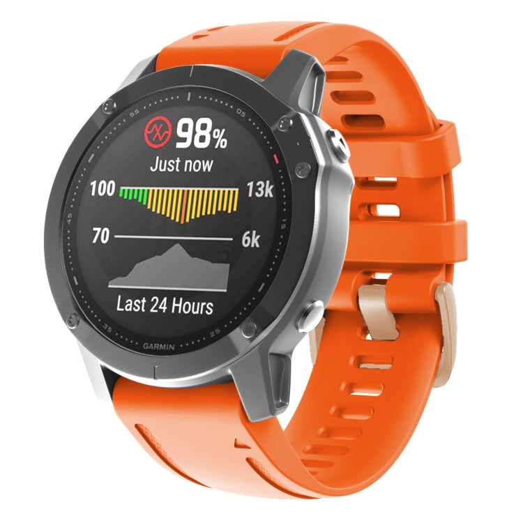 For Garmin Fenix 7S / 6S Pro / 5S Plus 20mm Rose Gold Buckle Silicone Watch Band(Orange) - Watch Bands by PMC TechLife | Online Shopping South Africa | PMC TechLife