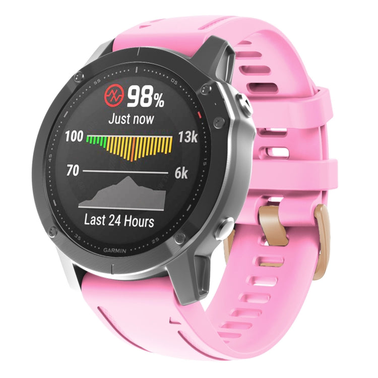 For Garmin Fenix 7S / 6S Pro / 5S Plus 20mm Rose Gold Buckle Silicone Watch Band(Pink) - Watch Bands by PMC TechLife | Online Shopping South Africa | PMC TechLife