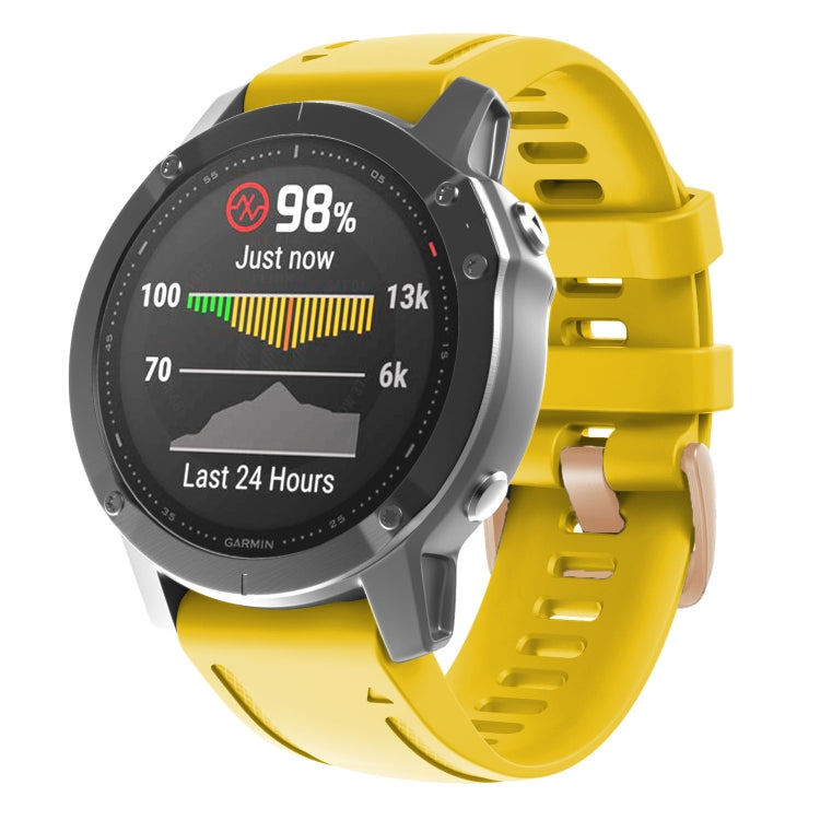 For Garmin Fenix 7S / 6S Pro / 5S Plus 20mm Rose Gold Buckle Silicone Watch Band(Yellow) - Watch Bands by PMC TechLife | Online Shopping South Africa | PMC TechLife