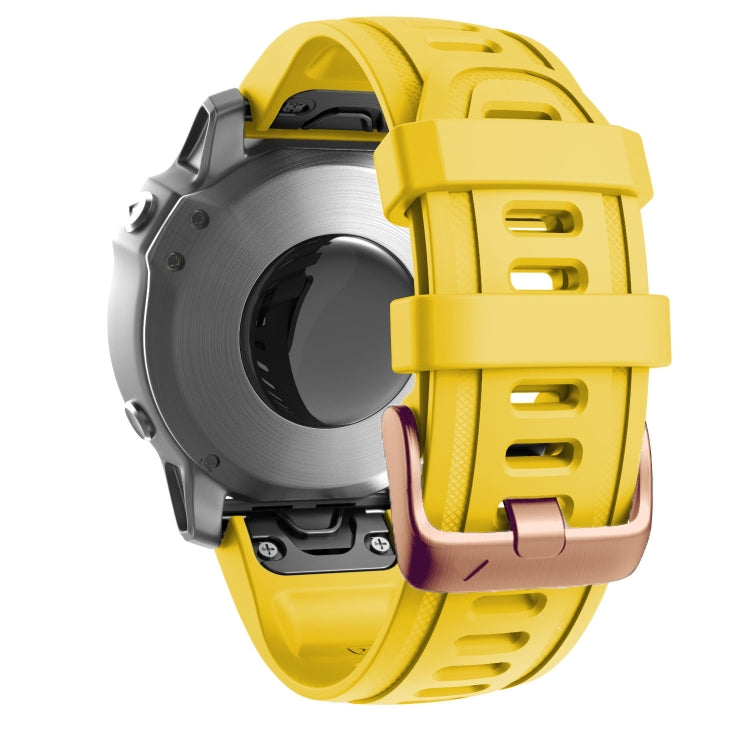 For Garmin Fenix 7S / 6S Pro / 5S Plus 20mm Rose Gold Buckle Silicone Watch Band(Yellow) - Watch Bands by PMC TechLife | Online Shopping South Africa | PMC TechLife