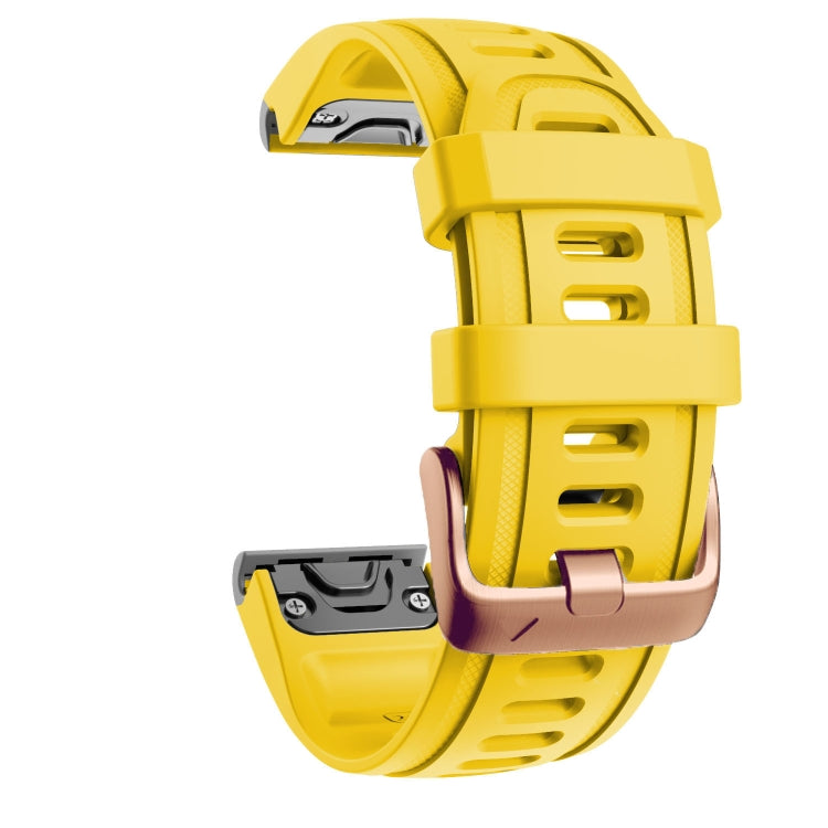 For Garmin Fenix 7S / 6S Pro / 5S Plus 20mm Rose Gold Buckle Silicone Watch Band(Yellow) - Watch Bands by PMC TechLife | Online Shopping South Africa | PMC TechLife