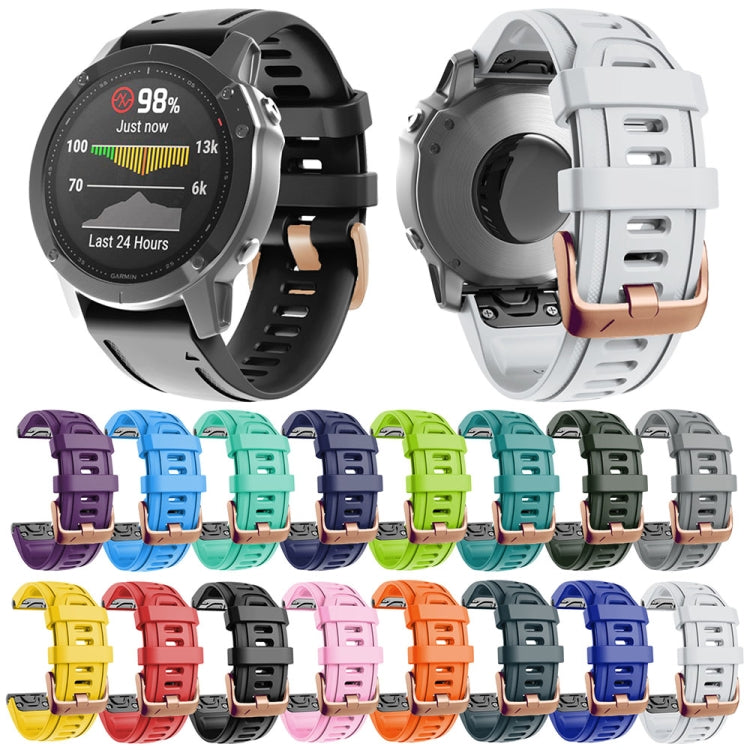 For Garmin Fenix 7S / 6S Pro / 5S Plus 20mm Rose Gold Buckle Silicone Watch Band(White) - Watch Bands by PMC TechLife | Online Shopping South Africa | PMC TechLife
