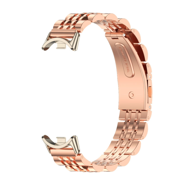 For Xiaomi Mi Band 8 / 9 / 9 NFC Mijobs Seven Bead Stainless Steel Watch Band(Rose Gold+Light Gold) - Watch Bands by MIJOBS | Online Shopping South Africa | PMC TechLife | Buy Now Pay Later Mobicred
