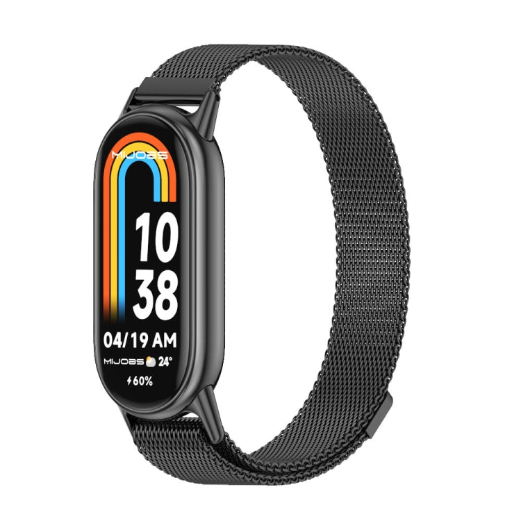 For Xiaomi Mi Band 8 Mijobs Milan Magnetic Metal Stainless Steel Watch Band(Black) -  by MIJOBS | Online Shopping South Africa | PMC TechLife
