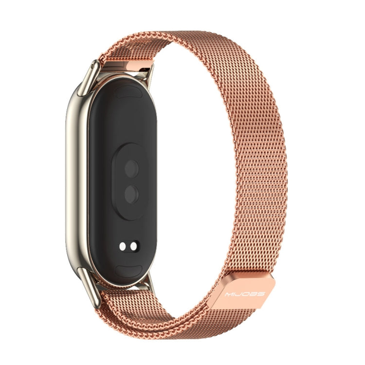 For Xiaomi Mi Band 8 / 9 / 9 NFC Mijobs Milan Magnetic Metal Stainless Steel Watch Band(Rose Gold+Light Gold) - Watch Bands by MIJOBS | Online Shopping South Africa | PMC TechLife | Buy Now Pay Later Mobicred