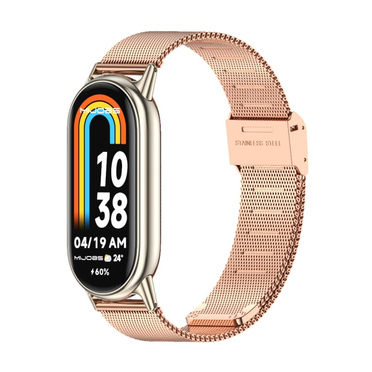 For Xiaomi Mi Band 8 Mijobs Milan Buckle Metal Stainless Steel Watch Band(Rose Gold+Light Gold) -  by PMC TechLife | Online Shopping South Africa | PMC TechLife