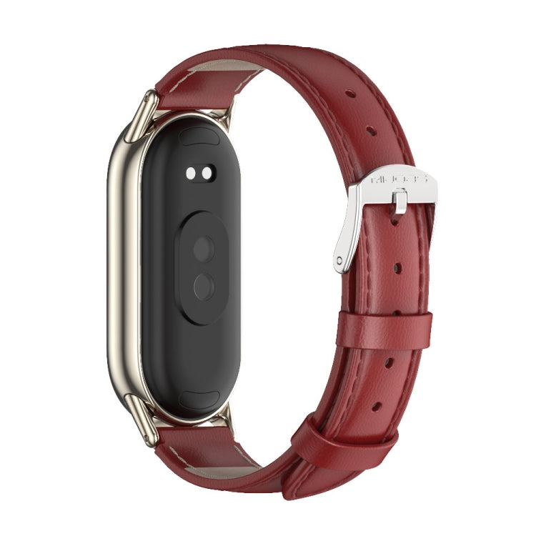 For Xiaomi Mi Band 8 / 9 / 9 NFC Mijobs Genuine Leather Watch Band(Red Light Gold) - Watch Bands by MIJOBS | Online Shopping South Africa | PMC TechLife | Buy Now Pay Later Mobicred