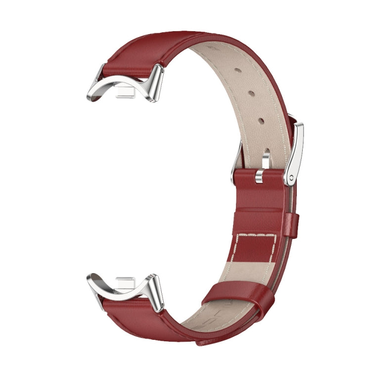 For Xiaomi Mi Band 8 / 9 / 9 NFC Mijobs Genuine Leather Watch Band(Red Silver) - Watch Bands by MIJOBS | Online Shopping South Africa | PMC TechLife | Buy Now Pay Later Mobicred