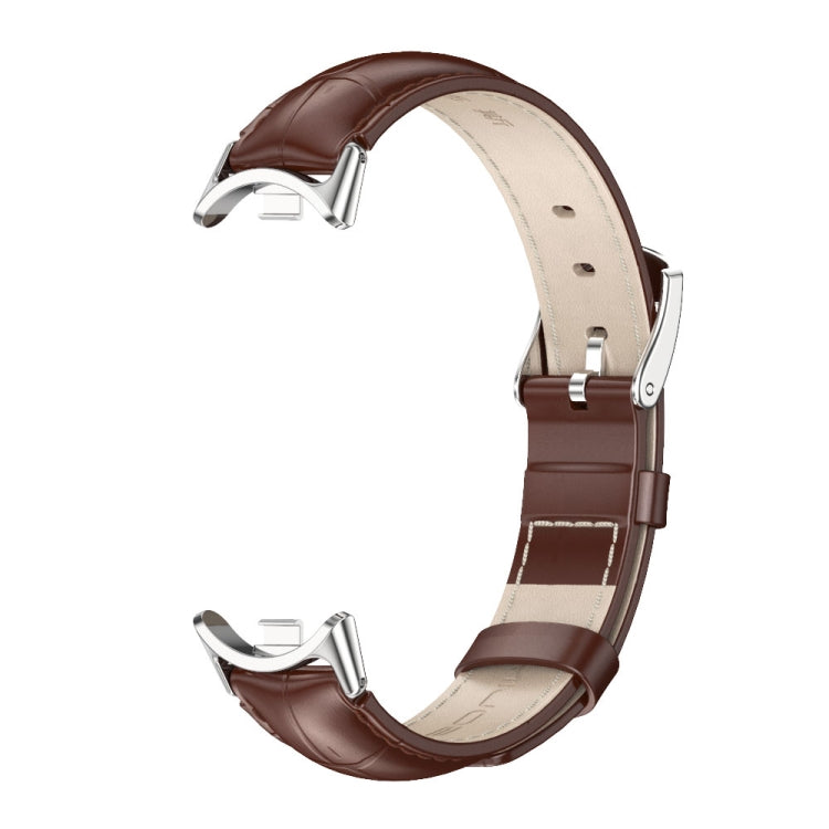 For Xiaomi Mi Band 8 / 9 / 9 NFC Mijobs Genuine Leather Watch Band(Bamboo Coffee Silver) - Watch Bands by MIJOBS | Online Shopping South Africa | PMC TechLife | Buy Now Pay Later Mobicred